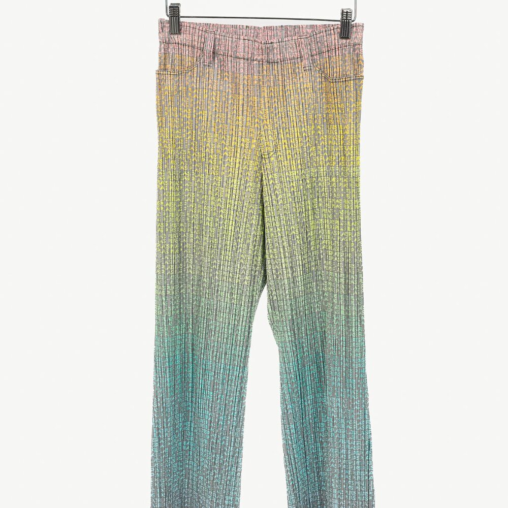 Pleats Please Issey Miyake Multicolour Gradient Logo-Printed Pants
